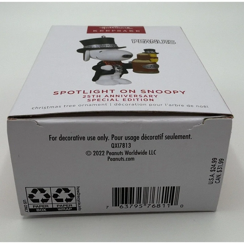 Hallmark 25th Anniversary Special Edition Spotlight on Snoopy Keepsake Ornament
